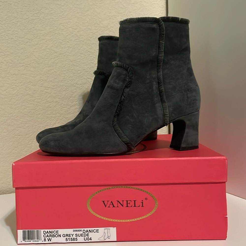 Vaneli Danice Grey Suede Boots-Size 8W
